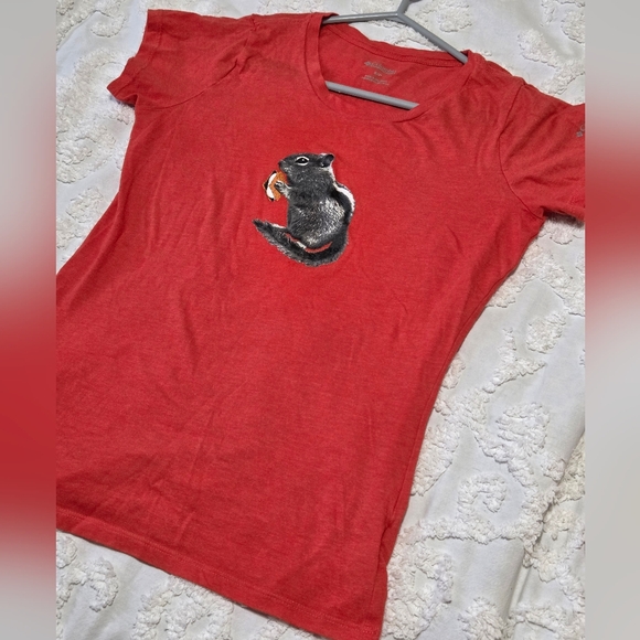 Columbia Smores Squirrel Orange T-shirt Sz SM Gorpcore Cabincore Camping - Picture 9 of 12